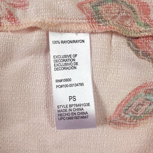 Democracy Puff Sleeve Ruffle-Edge Top PS Ballet Pink Floral Romantic Barbiecore - Picture 9 of 11